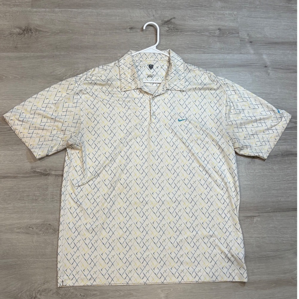 Nike Golf Polo Shirt‎ Dri-Fit Athletic Golfing Patterned Large